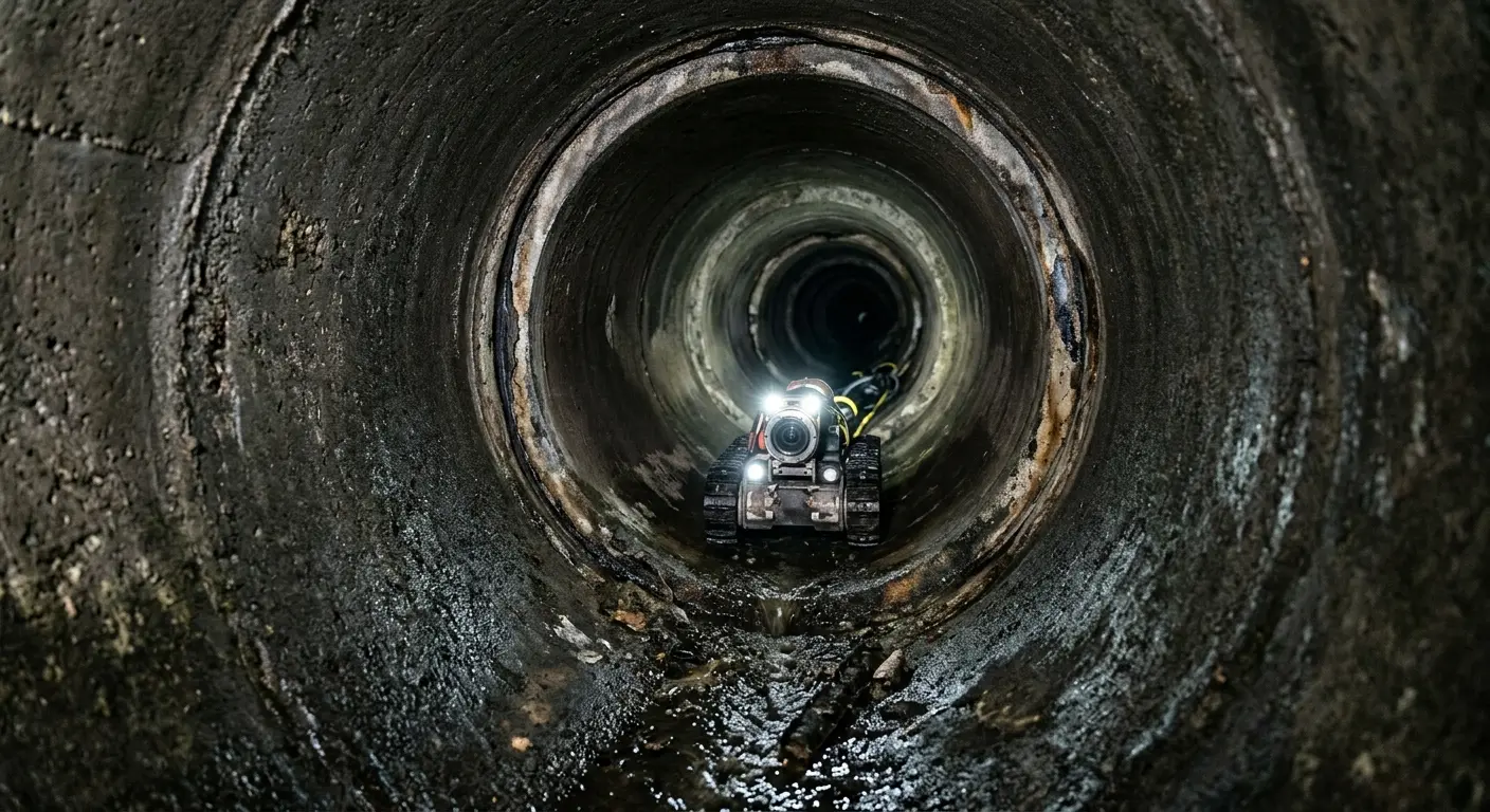 Robotic sewer camera inspecting pipe interior for Drain Snake Service in Barrington